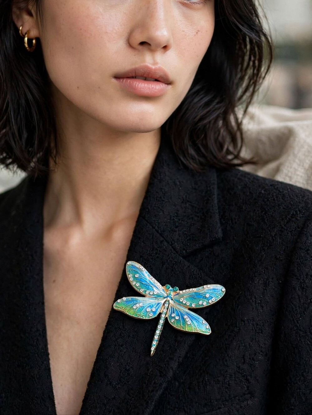 Beautiful Rhinestone Dragonfly Decorative Accent Brooch Pin